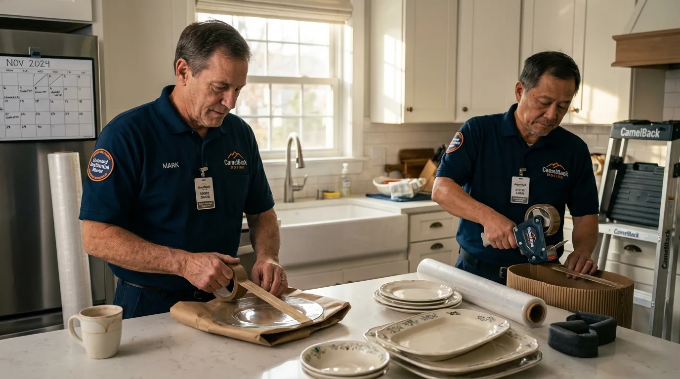 Professional crew packing kitchen dishware in Graton, CA